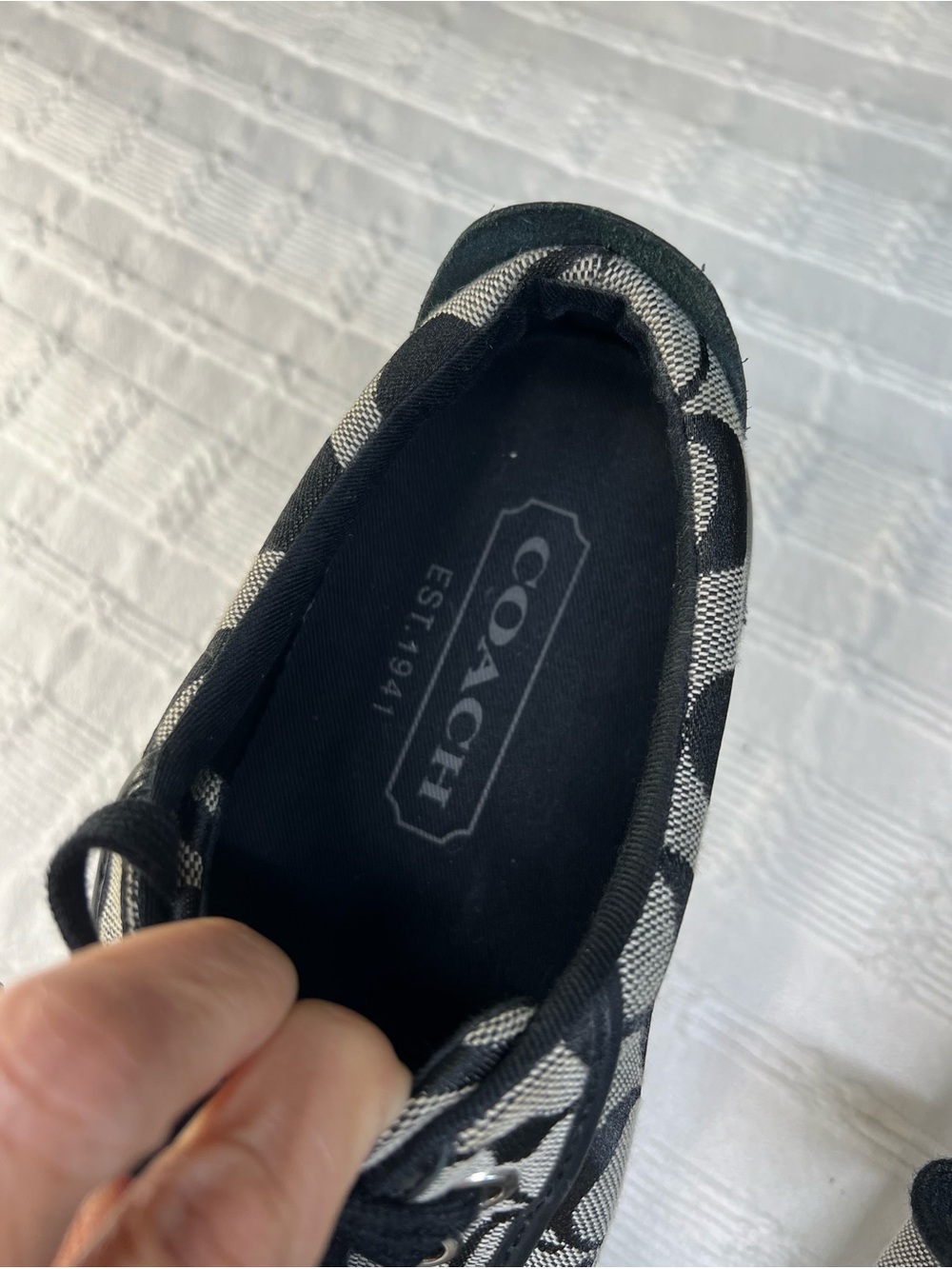 Coach Black & Cream Signature Canvas Lace-Up Sneakers - Picture 5 of 15
